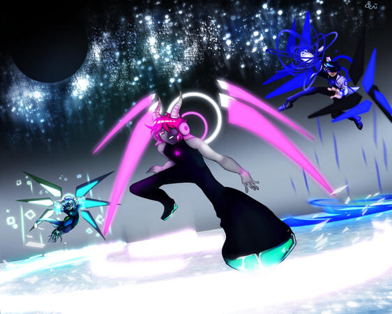 Full Body, Simple Char, Detailed BG, +3 Effect/Props